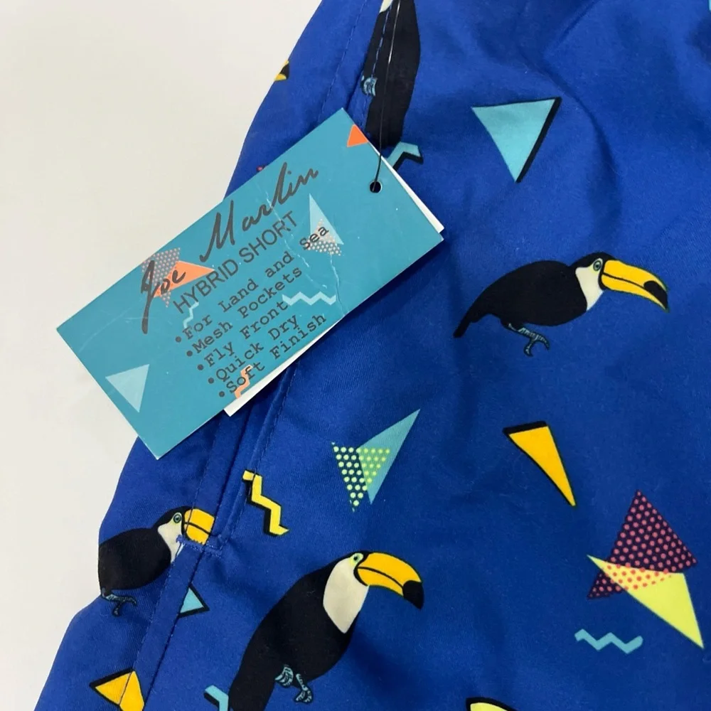 NWT JOE MARTIN Men’s Hybrid Short - Bathing Suit in Blue with Toucans Size‎ 2XL